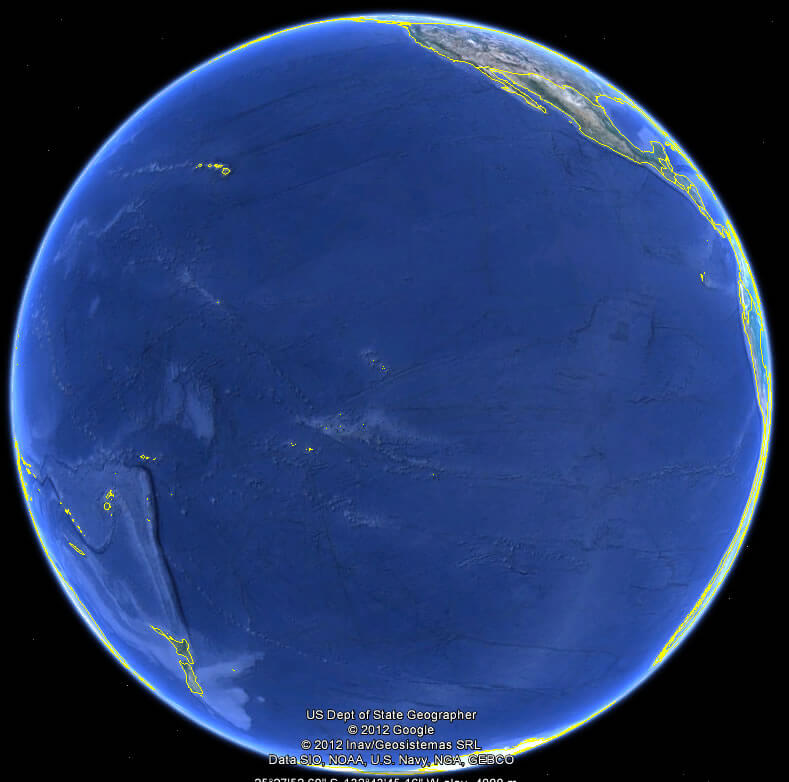 erde sud pazifik ozean karte